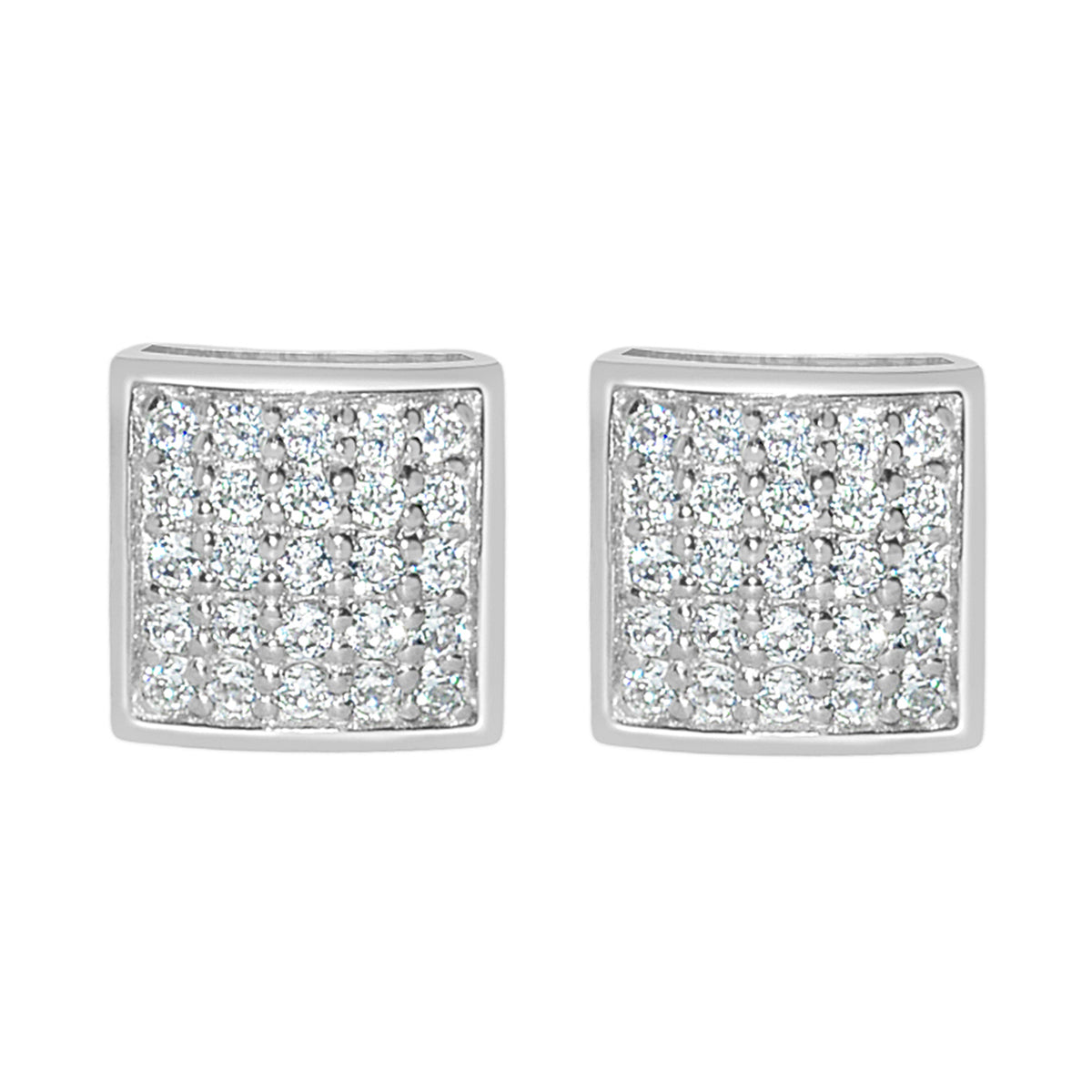 14k White Gold 7mm Composite Cubic Zirconia Square Stud Earrings