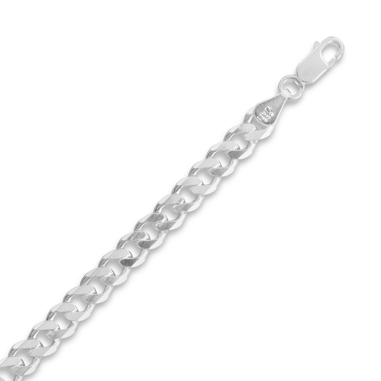 Precious Stars Sterling Silver 5.7 mm Beveled Curb Chain Necklace