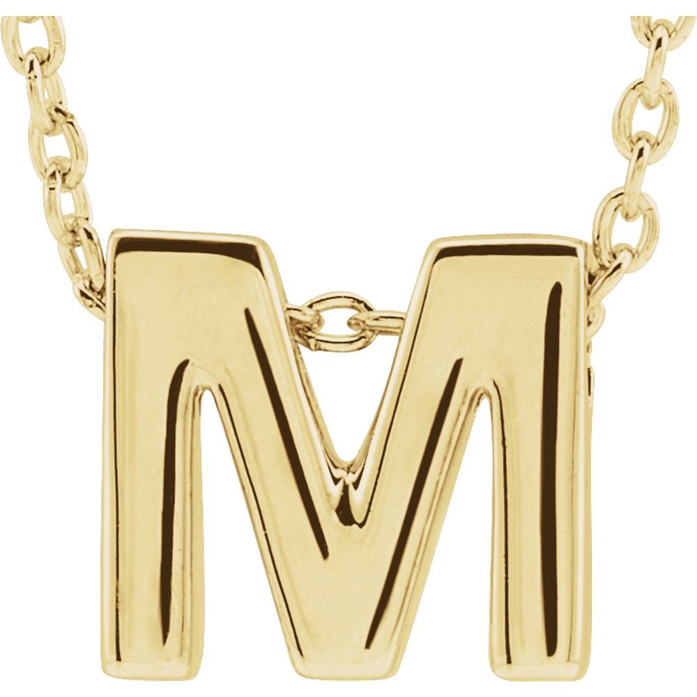 14K Yellow Gold Initial M Pendant Slide Necklace