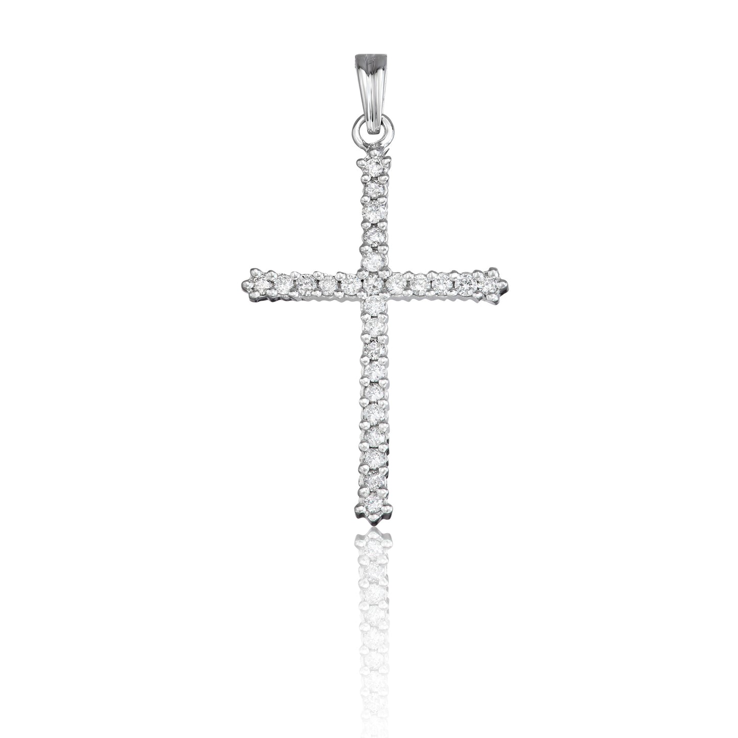 10k White Gold 0.50 ct TDW White Diamond Cross Necklace