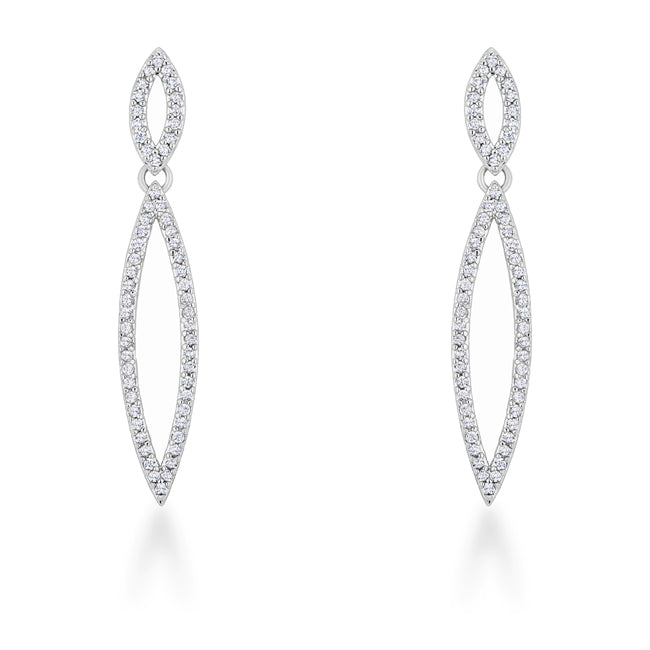 Precious Stars Silvertone Cubic Zirconia Dangling Marquise Shaped Earrings