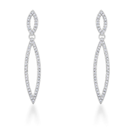 Precious Stars Silvertone Cubic Zirconia Dangling Marquise Shaped Earrings