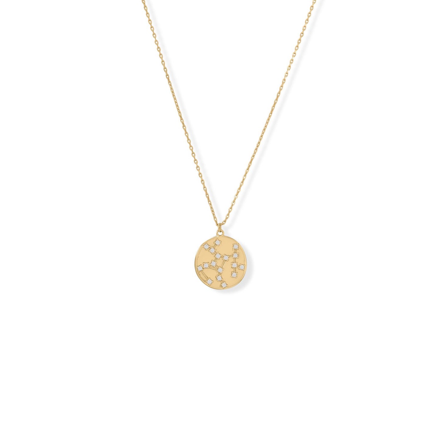 14k Yellow Goldplated Silver CZ Sagittarius Coin Constellations Necklace