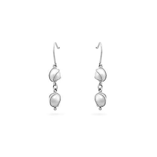 Precious Stars 18k White Goldplated Sterling Silver Pearl Drop Earrings