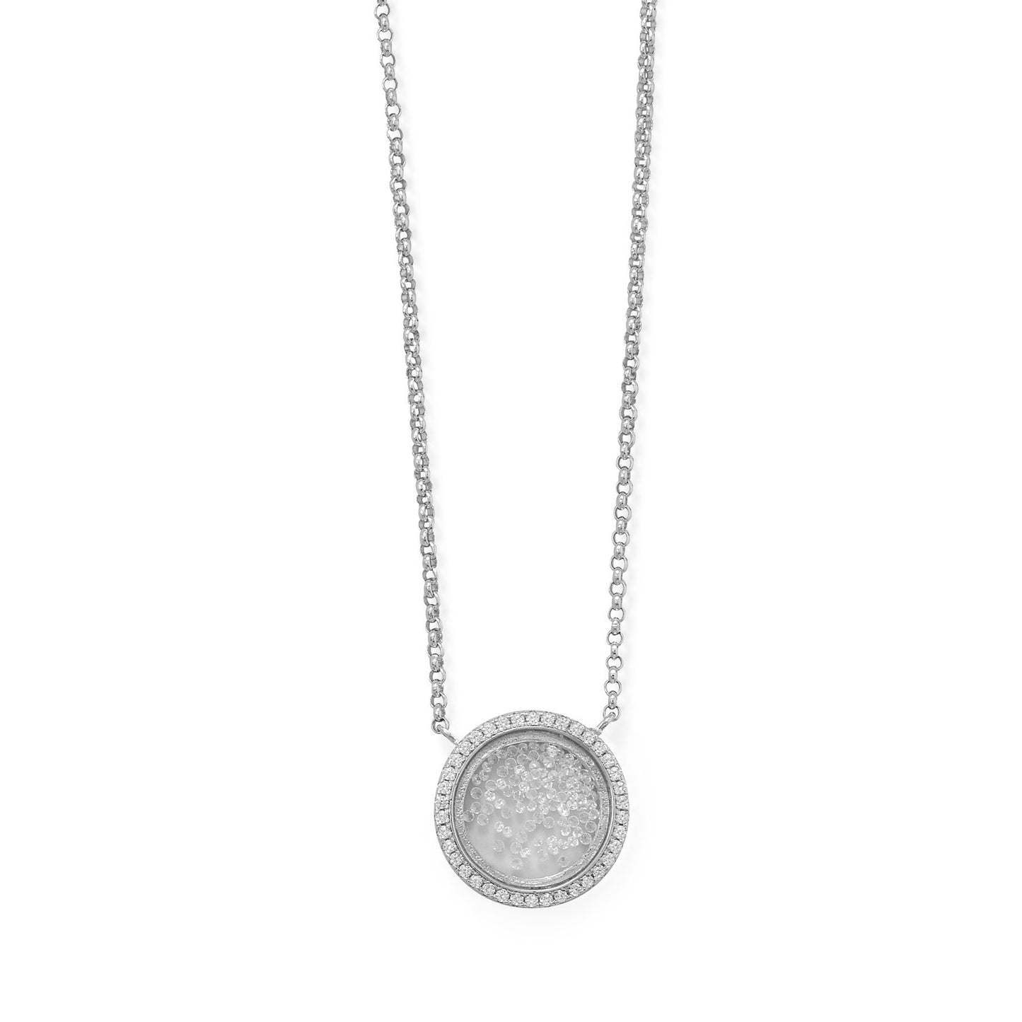 Rhodium Plated Sterling Silver Dancing CZs Necklace