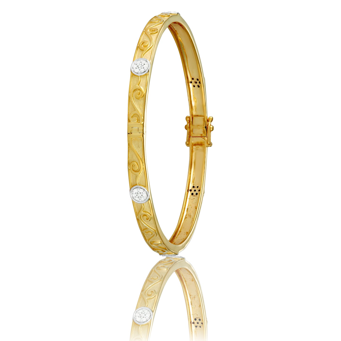 Yellow Goldplated Sterling Silver 0.30ct TDW White Diamond 7" Bangle Bracelet