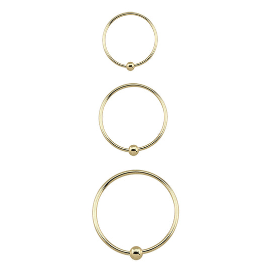 14K Yellow Gold Nose Hoop Ring with Ball - 22g