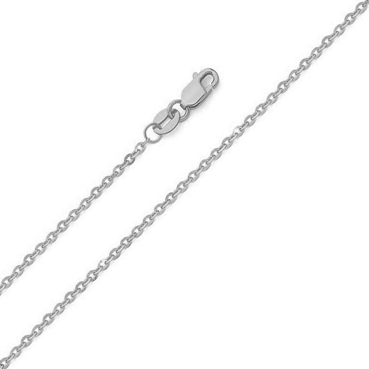14k White Gold 1.6mm Bevelled Diamond-cut Cable Pendant Chain Necklace