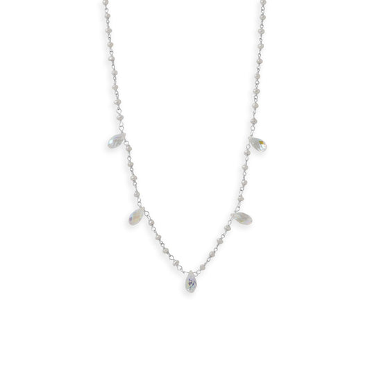 Sterling Silver Swarovski Crystal and Cultured Freshwater Pearl Necklace