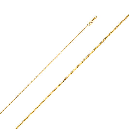 14k Yellow Gold 0.8mm Diamond-cut Wheat Pendant Chain Necklace