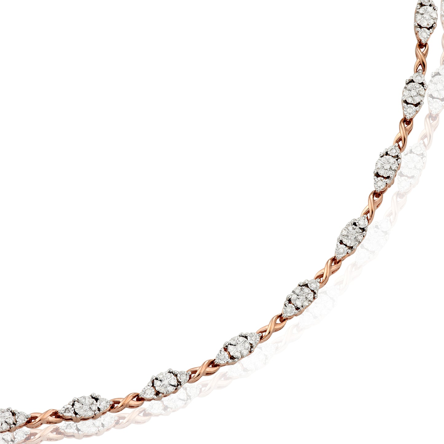 Rose Goldplated Silver 0.50ct TDW White Diamond 7 Inch 'XO' Link Bracelet