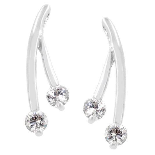 Precious Stars Silvertone Cubic Zirconia Branch Drop Earrings