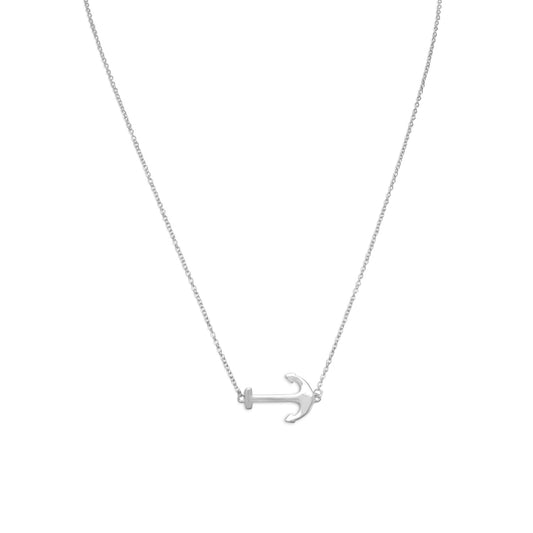 Sterling Silver Anchor Bracelet Charm Necklace