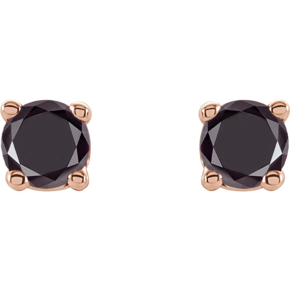 14k Rose Gold 1/5 CTW Natural Black Diamond Stud Earrings