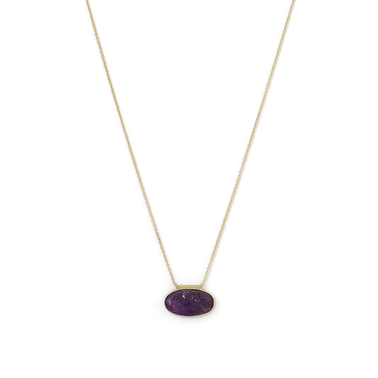 14k Goldplated Silver Rough Cut Amethyst Slide Necklace