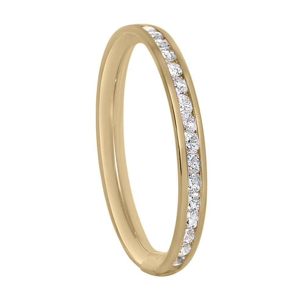 14k Yellow Gold Channel-Set Round-Cut Cubic Zirconia Thin Eternity Band