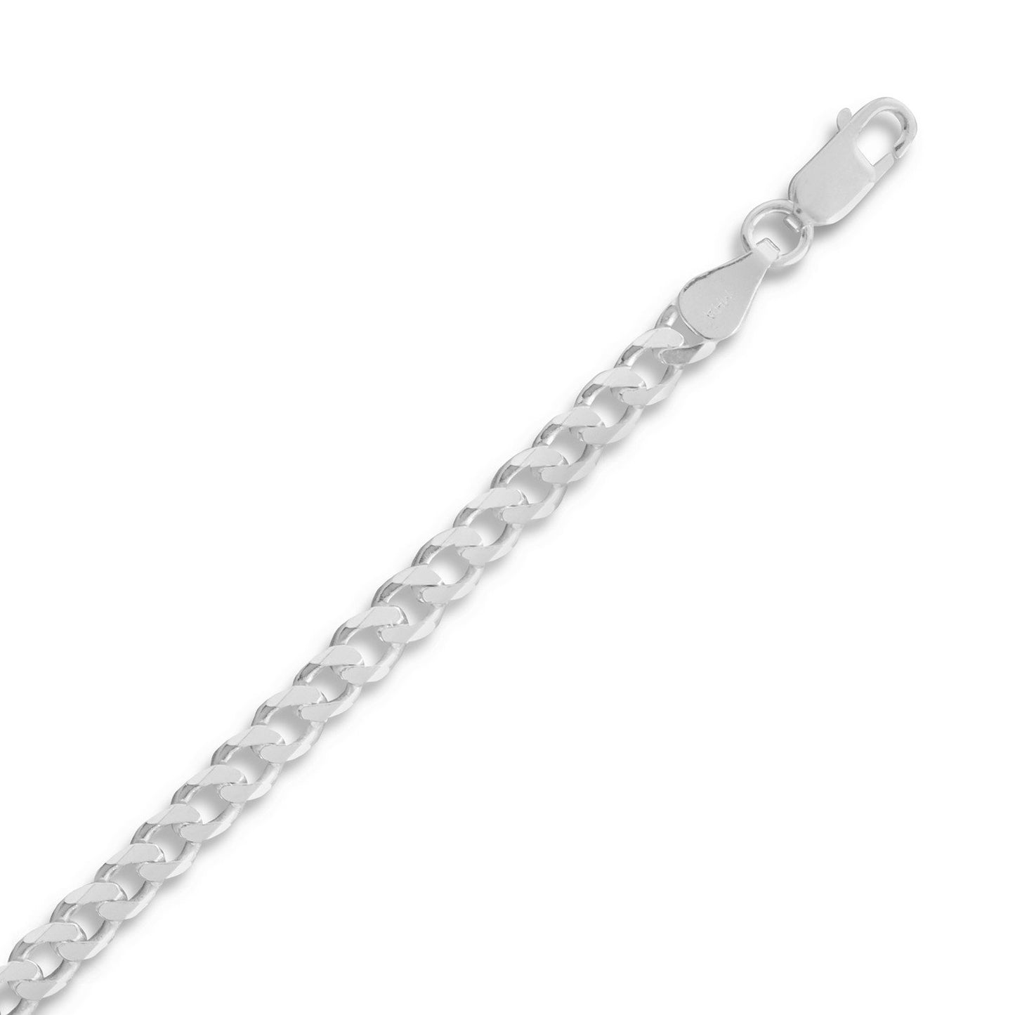 Precious Stars Sterling Silver 4.4 mm Beveled Curb Chain Necklace (16)