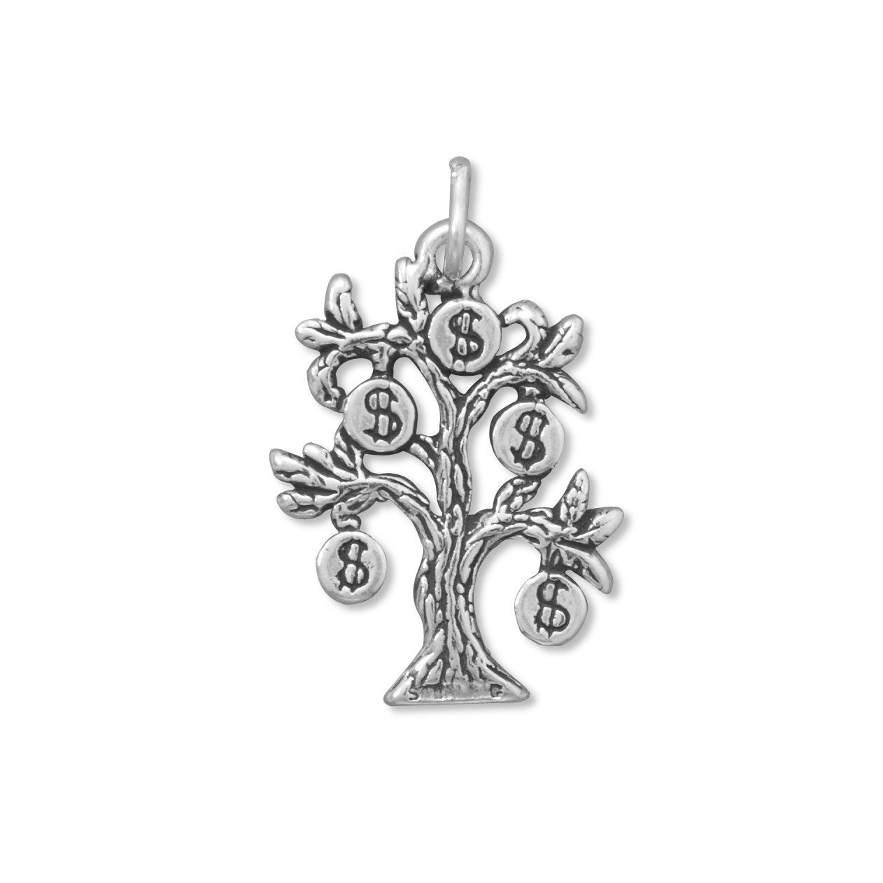 Sterling Silver Oxidized Money Tree Bracelet Charm