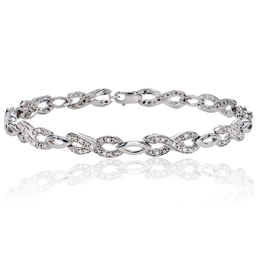 Sterling Silver 0.25ct TDW White Diamond 7 Inch Infinity Link Bracelet