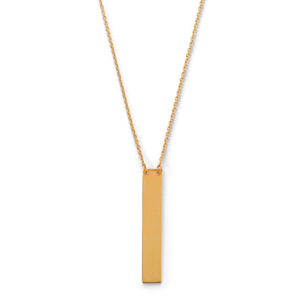 14k Yellow Goldplated Silver Vertical Bar Necklace