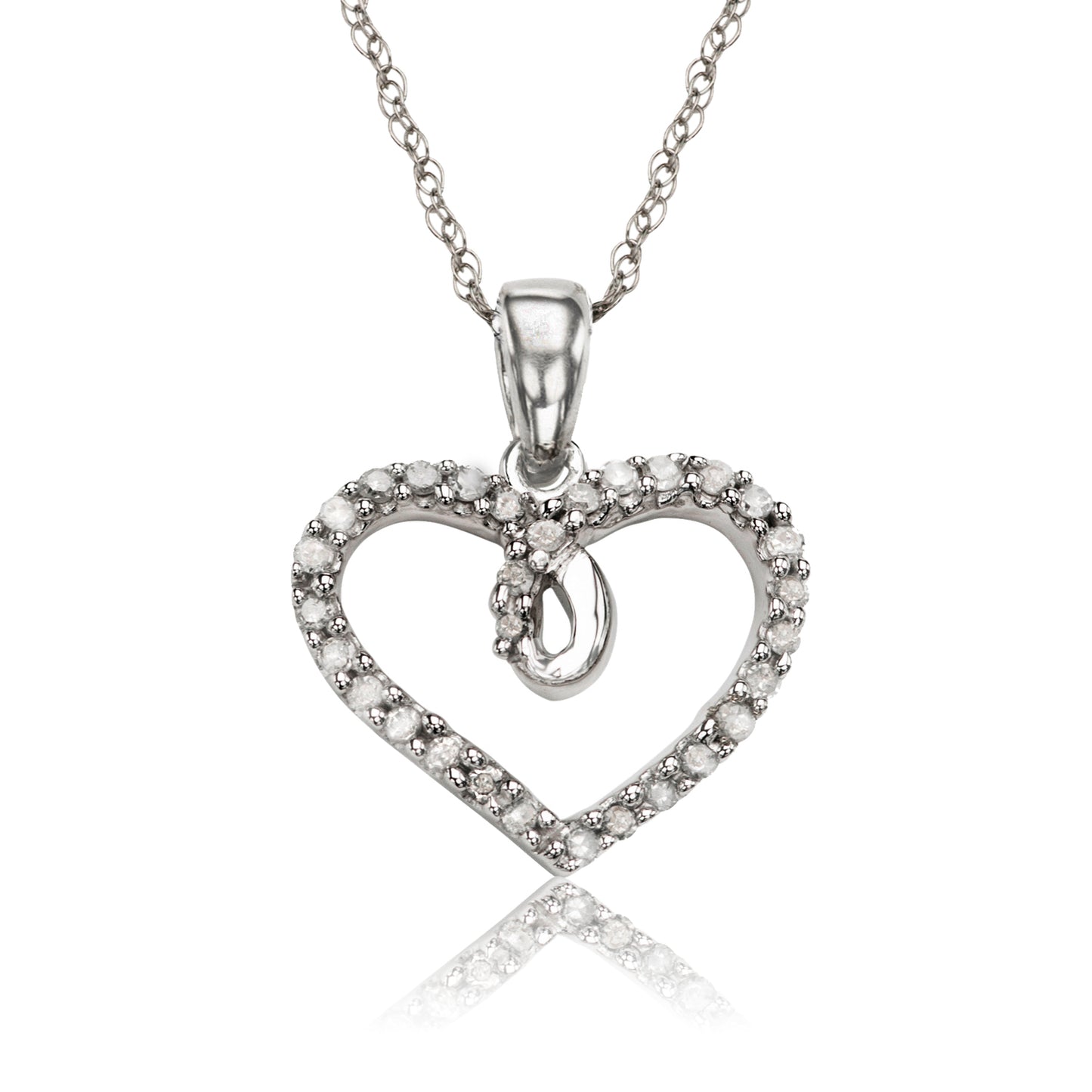 10k White Gold 0.10 ct TDW White Diamond Heart Necklace