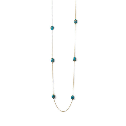 14k Yellow Goldplated Silver Turquoise 36" Endless Necklace
