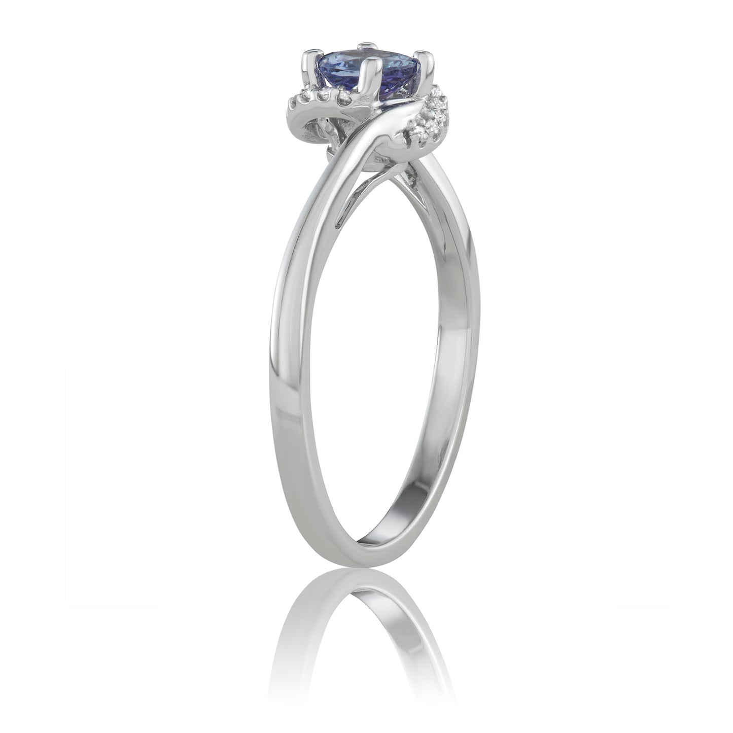 14K White Gold 0.50ct TW Tanzanite and Diamond Twisted Ring