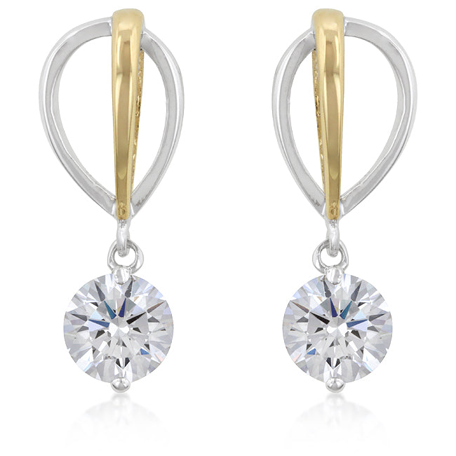 Precoius Stars Silver and Goldtone Cubic Zirconia Dangling Drop Earrings