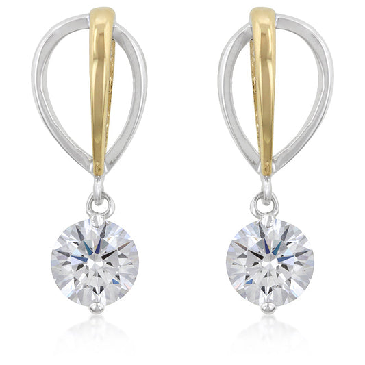 Precoius Stars Silver and Goldtone Cubic Zirconia Dangling Drop Earrings