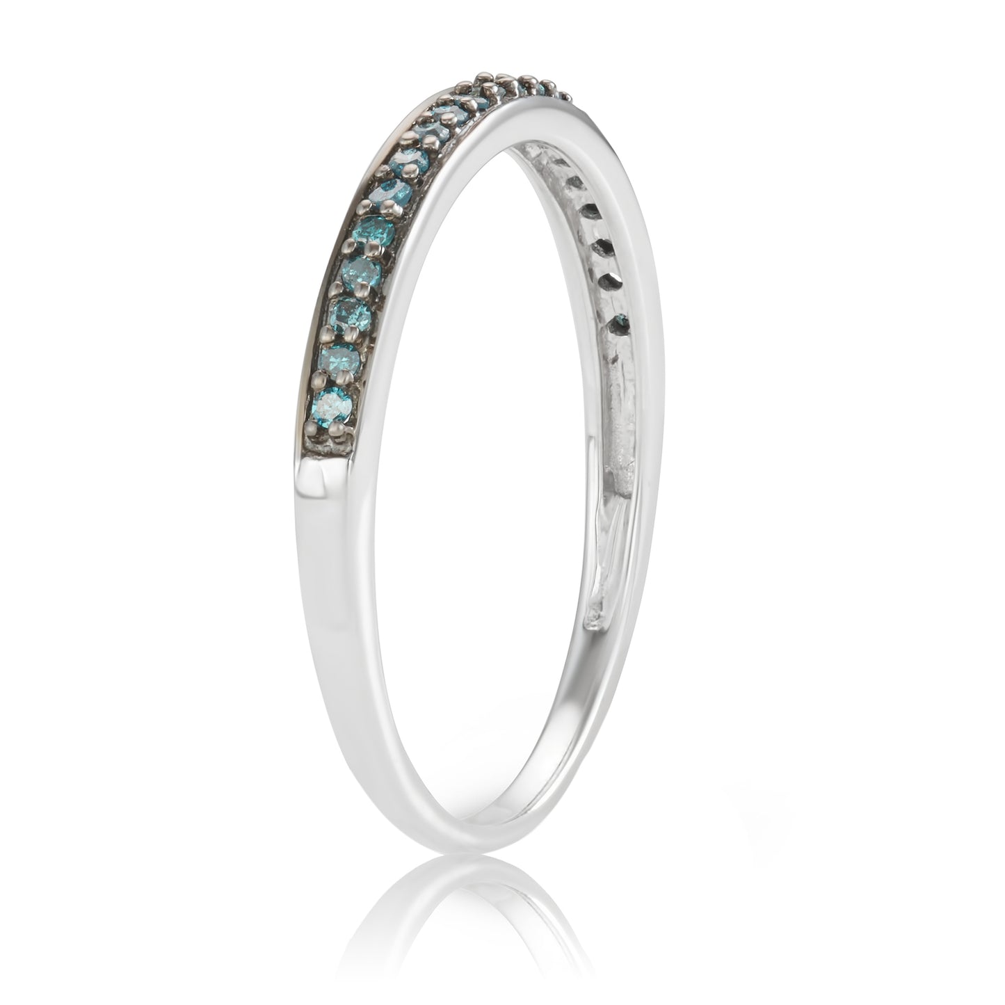 14k White Gold 0.23ct TDW Blue Diamond Stackable Band