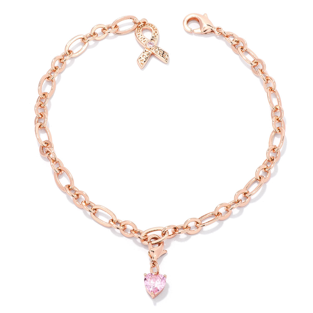 Precious Stars Silver or Goldplated Breast Cancer Awareness Ribbon Bracelet