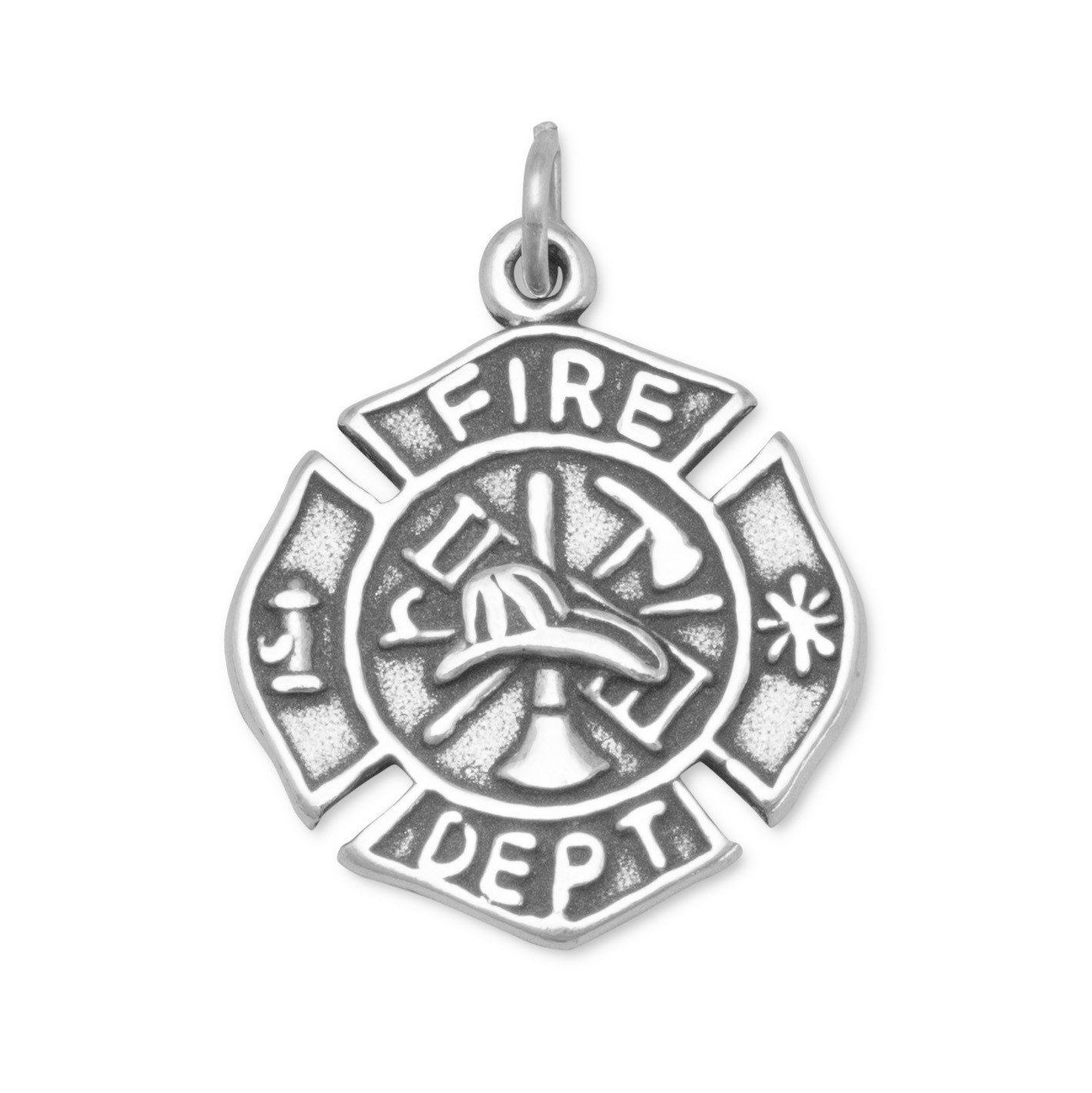 Sterling Silver Firefighter Maltese Cross Bracelet Charm