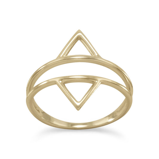 14k Goldplated Silver Double Triangle Ring