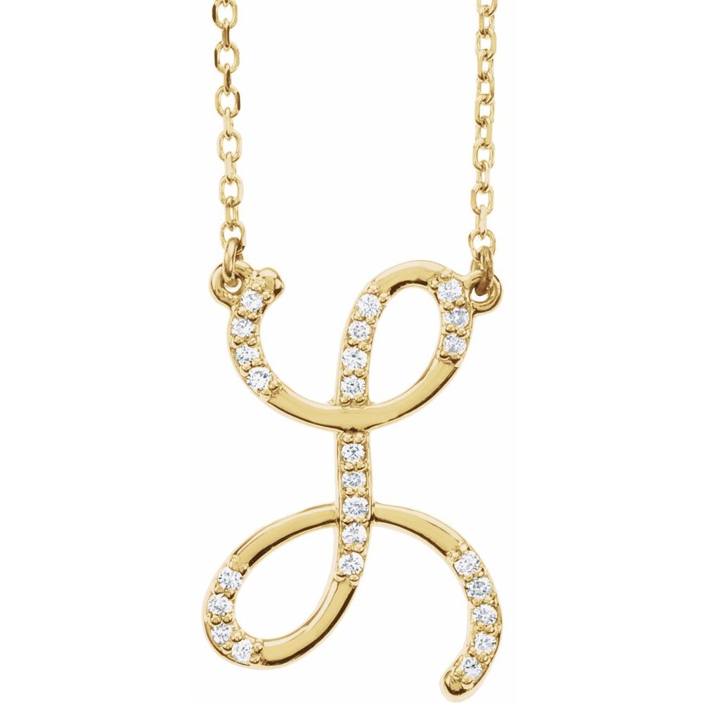 14K Yellow Gold 1/10CTW White Diamond L Pendant Necklace