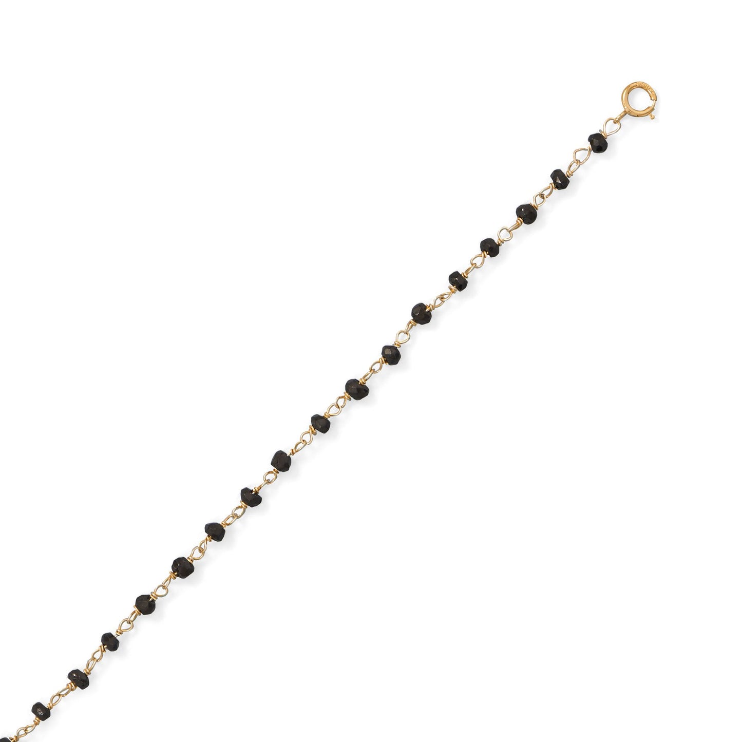 14k Goldplated Silver Black Spinel Anklet