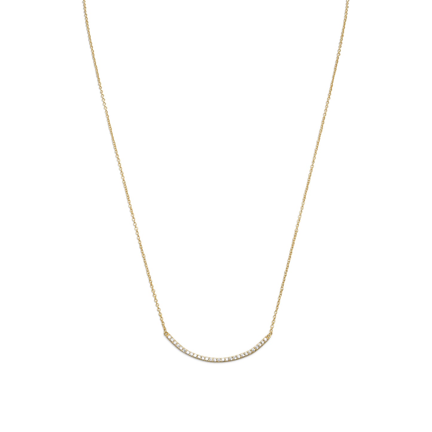 14k Goldplated Silver Sterling Silver Cubic Zirconia Curved Bar Necklace