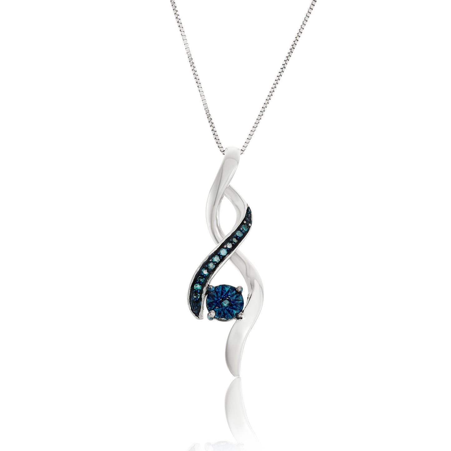 Sterling Silver 0.06 ct TDW Blue and White Diamond Infinity Necklace