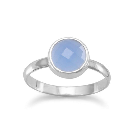 Sterling Silver Faceted Chalcedony Ring