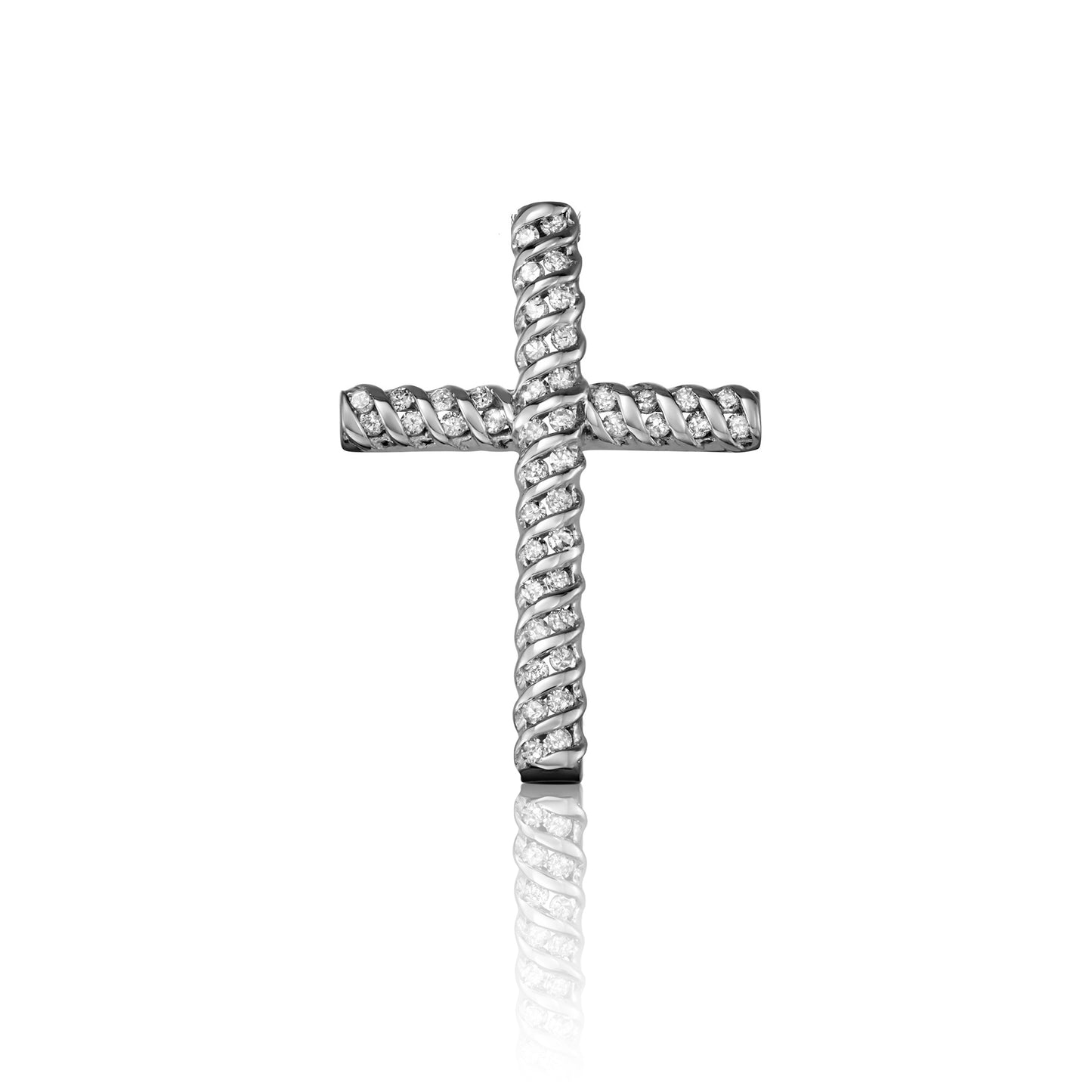 10k White Gold 0.25 ct TDW White Diamond Cross Necklace