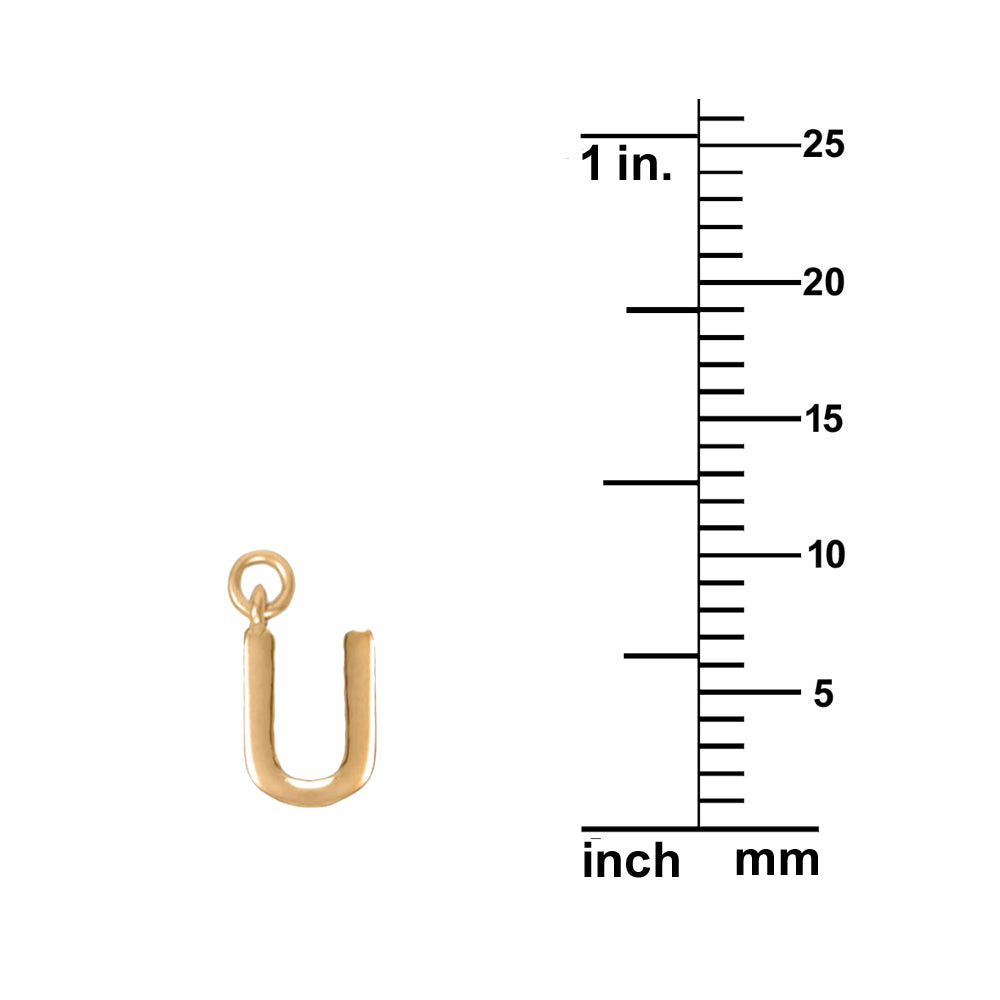 Precious Stars 14K Goldplated Sterling Silver Polished U Charm with Goldfilled 1.5mm Cable Chain