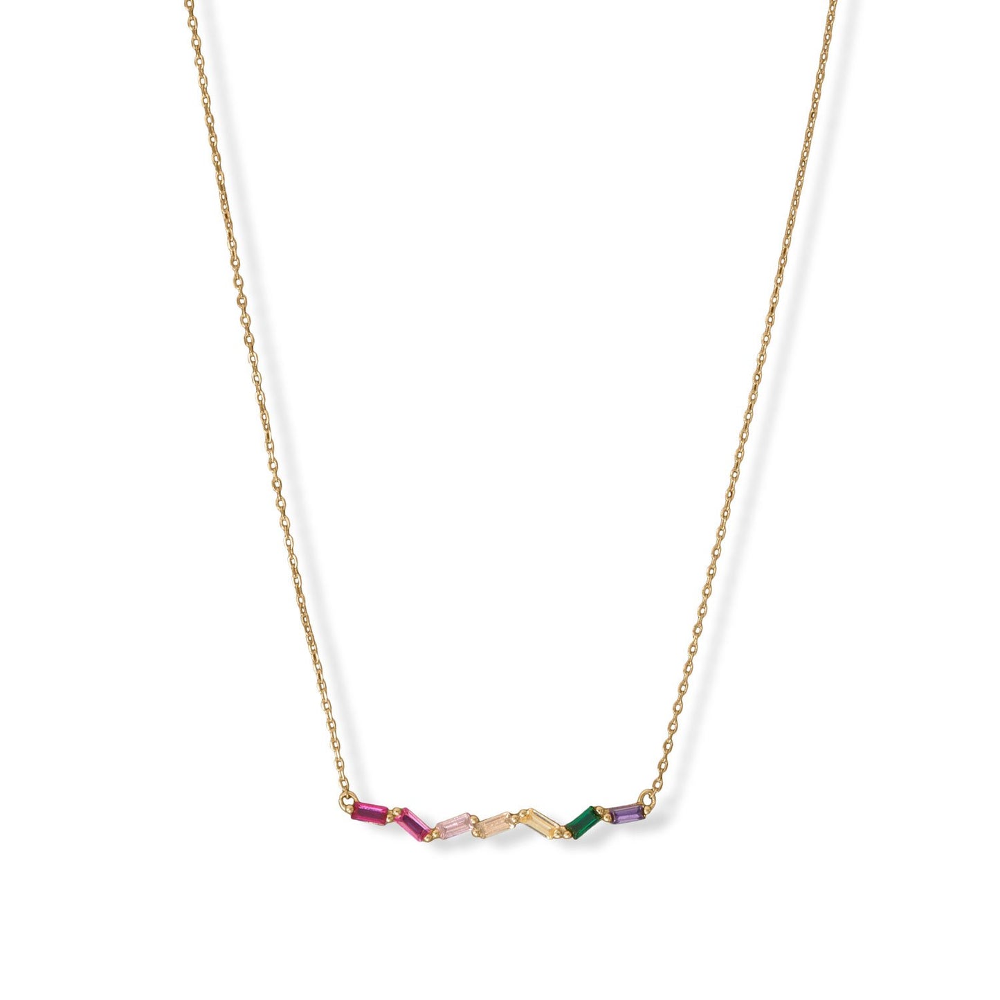 14k Goldplated Silver 17" Rainbow Cubic Zirconia Necklace