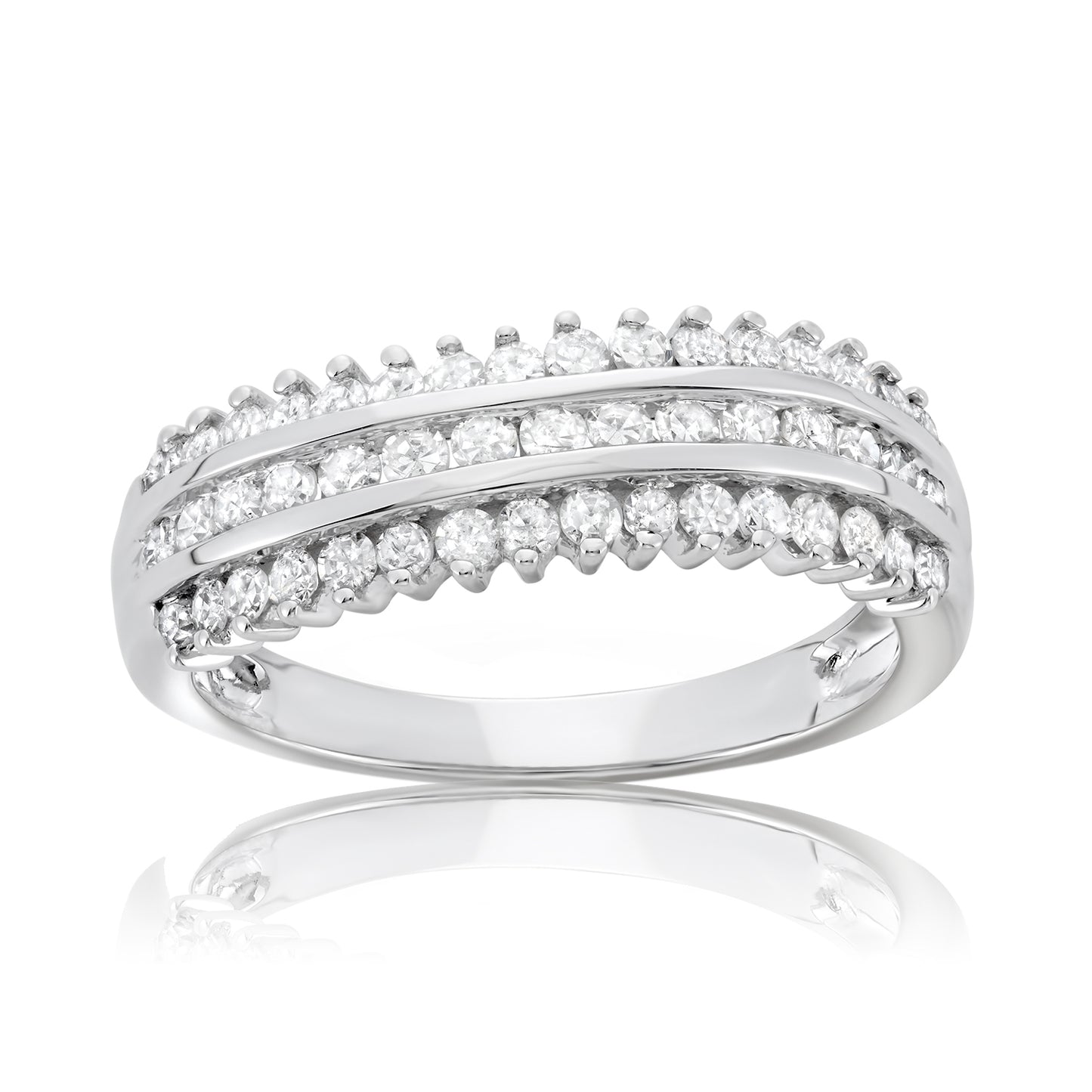 10k White Gold 0.75ct TDW White Diamond Curved Band