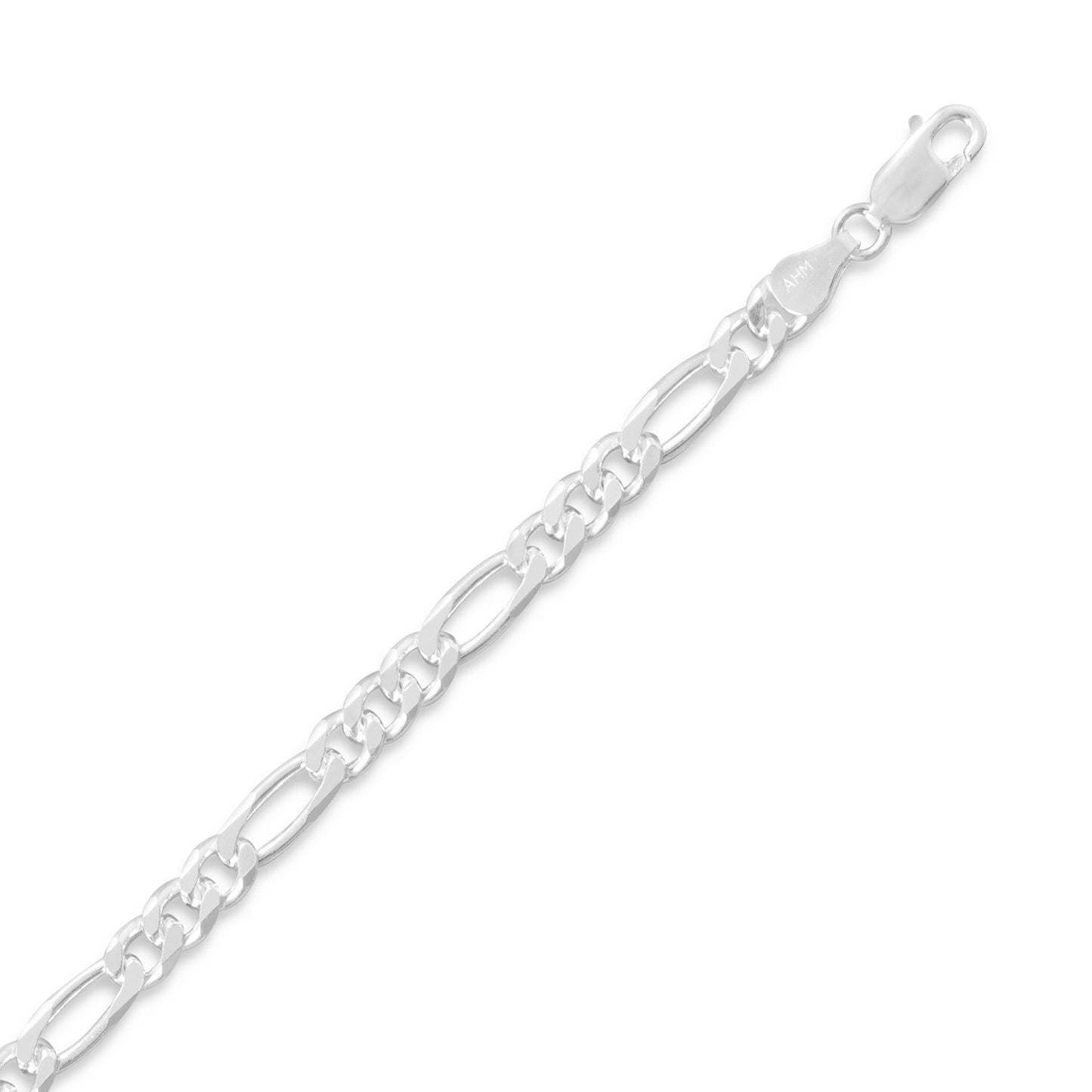 Precious Stars Sterling Silver 4.3 mm Figaro Chain Necklace (18)