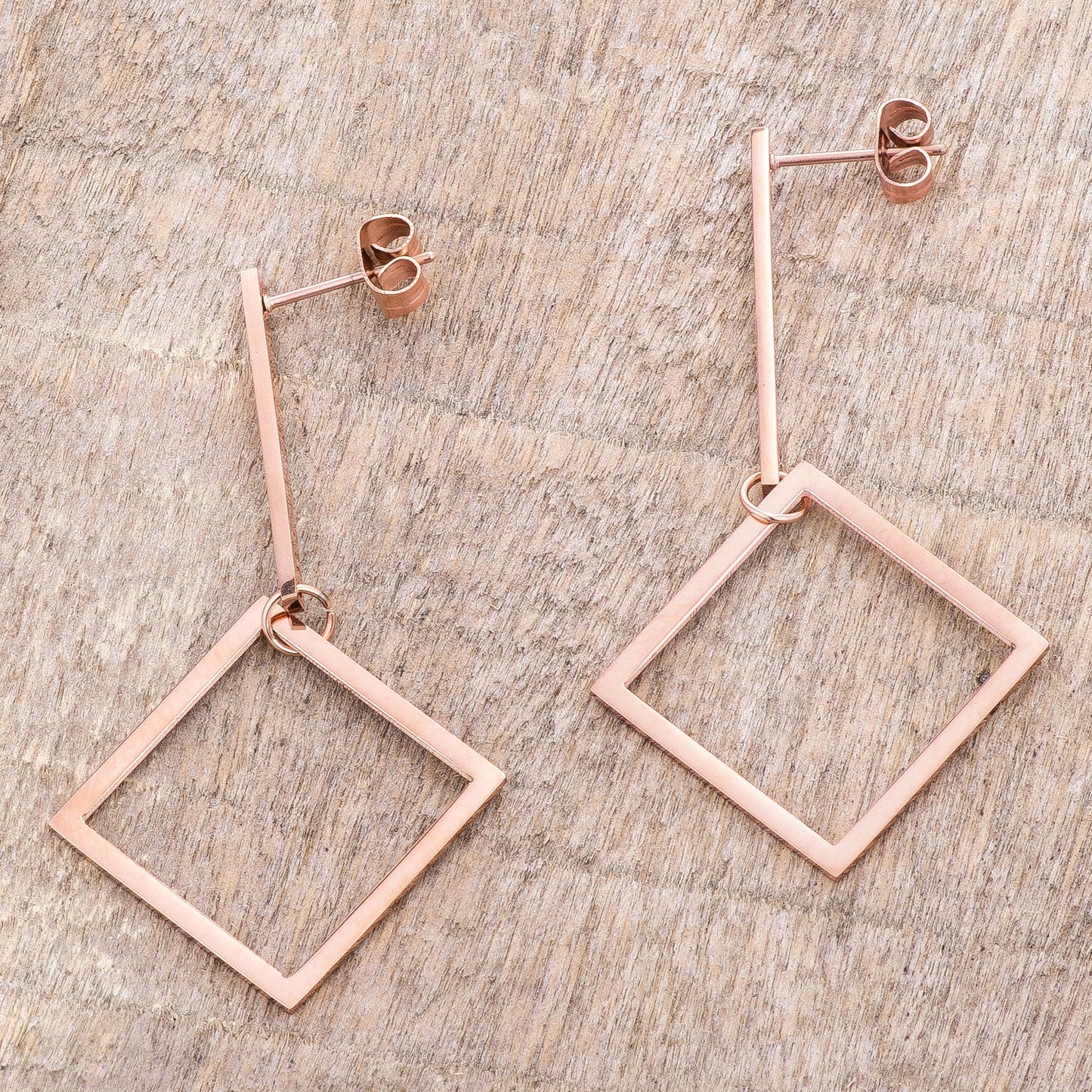 PRecious Stars Rose Goldtone Stainless Steel Geometric Drop Earrings