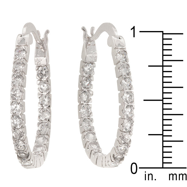 Precious Stars Silvertone 27mm CubiC Zirconia Inside Out Hoop Earrings