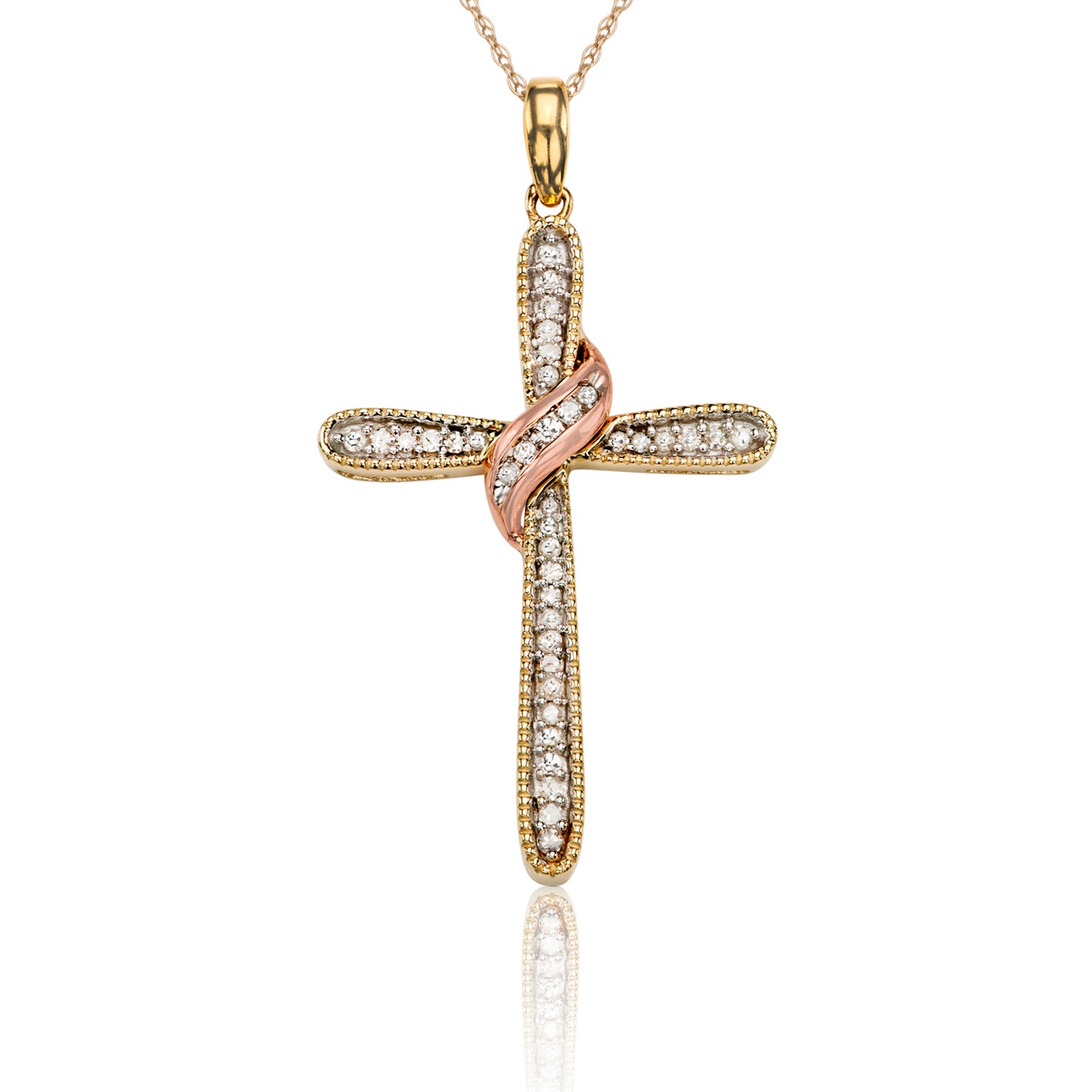 10k White Gold 0.18 ct TDW White Diamond Cross Necklace