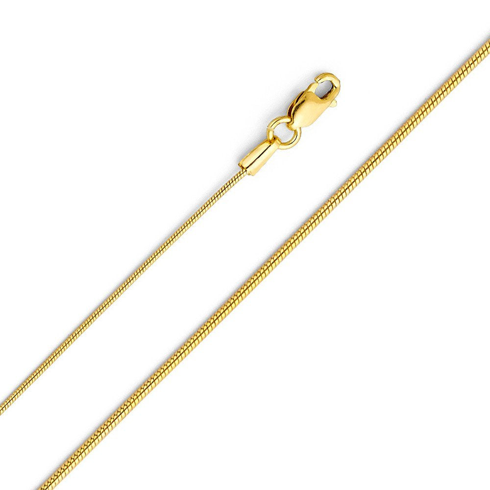 14k Yellow Gold 0.8mm Matte Finish Round Snake Pendant Chain Necklace
