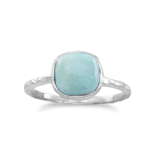 Sterling Silver Square-shape Stabilized Turquoise Stackable Ring