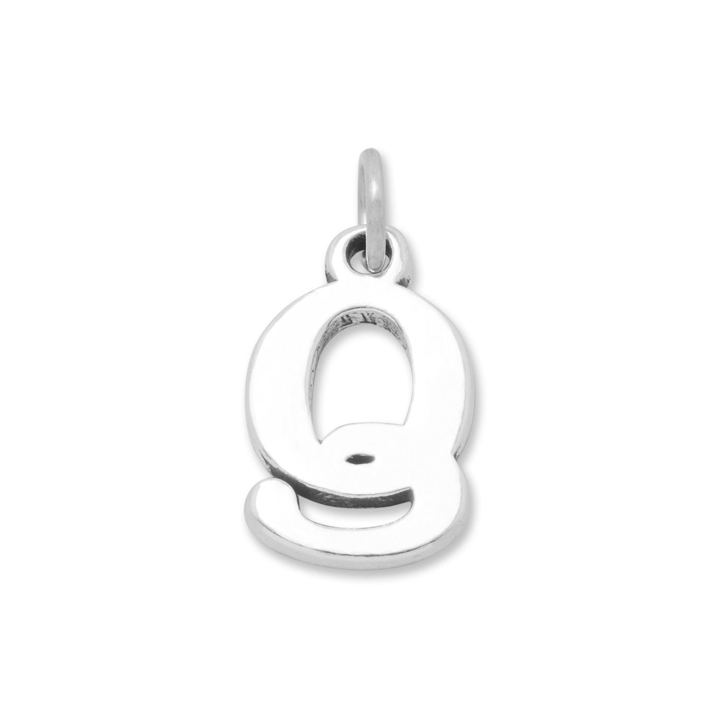 Sterling Silver Oxidized Q Bracelet Charm