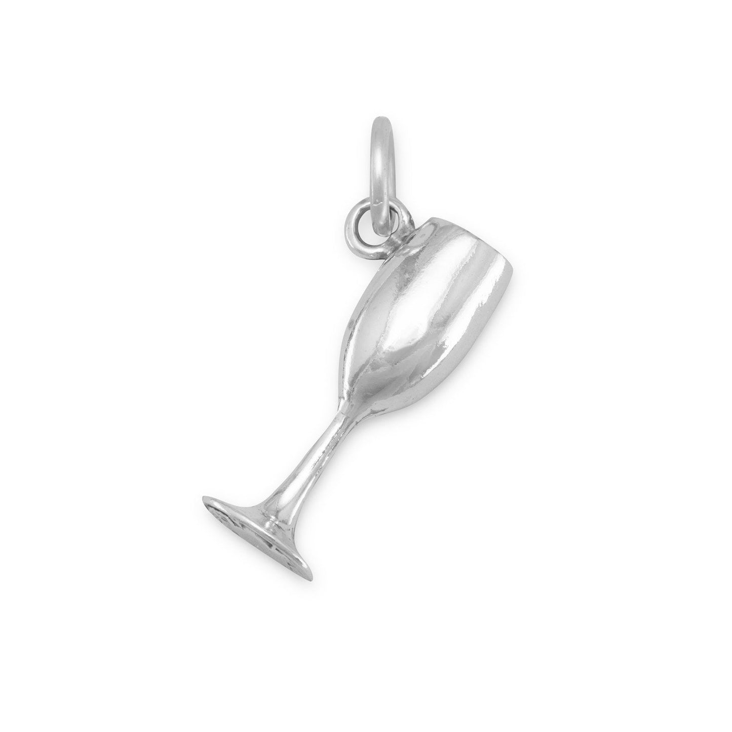Sterling Silver Oxidized Wine Glass Bracelet Charm